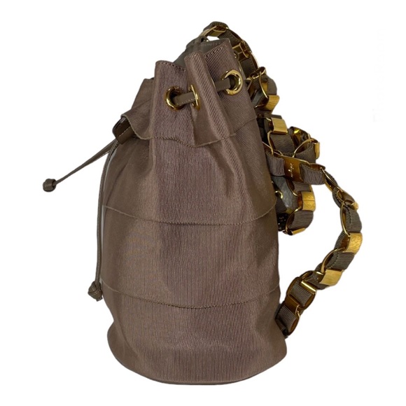 Salvatore Ferragamo Rare taupe drawstring bucket bag purse backpack luxury